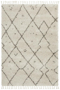 Saffron Natural Grey | Shag Tassel Floor Rug