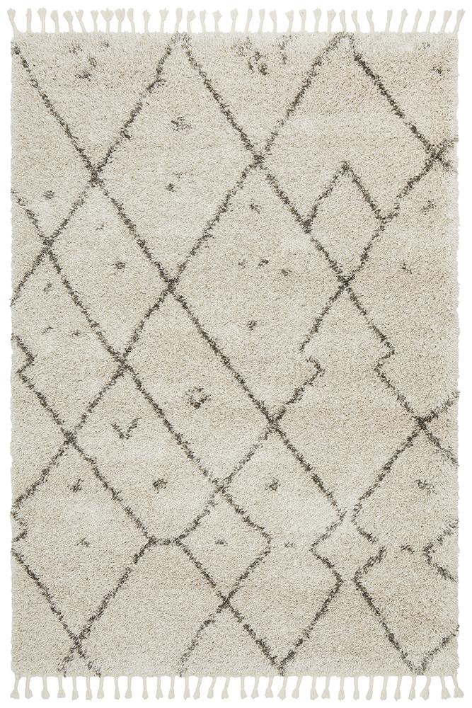 Saffron Natural Grey | Shag Tassel Floor Rug