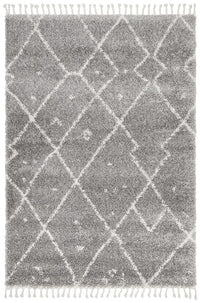 Saffron Light Grey Shag Tassel Floor Rug