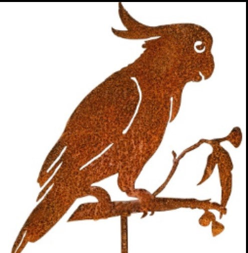Kookaburra & Cockatoo Rust Stake