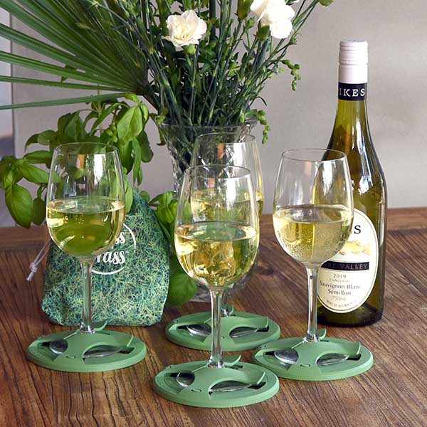 Wine Glass Coaster Holder | Bamboo 4 Pack
