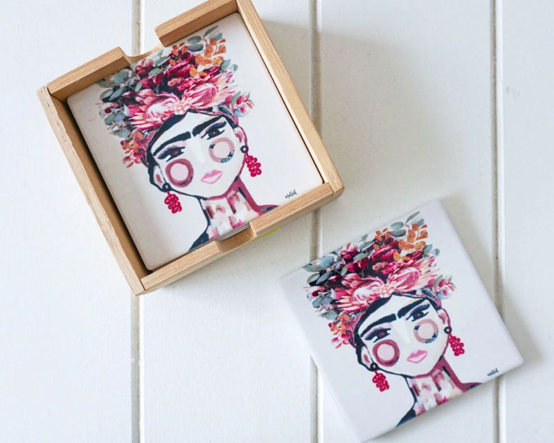Frida Ceramic Coaster Set