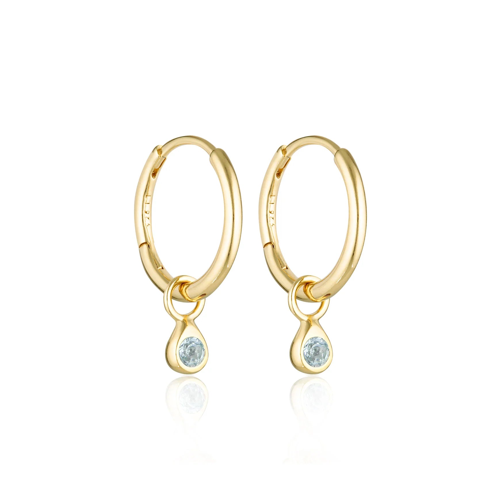 Dew Drop Huggie Hoop Earrings |Aquamarine