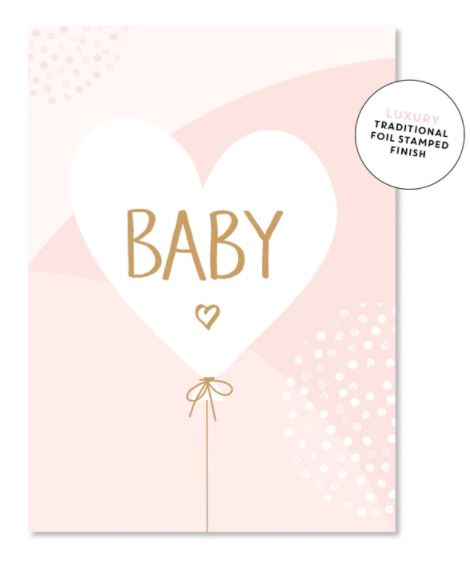 Baby Heart Balloon Pink | Greeting Card
