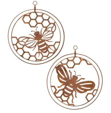 Double Ring Rust Bee Hanging