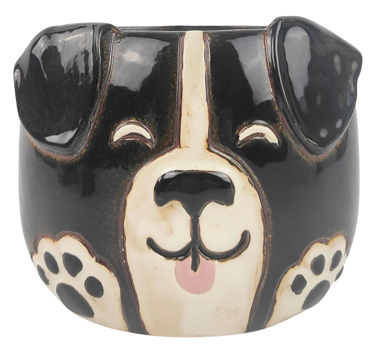 Dog Head Planter Black & White