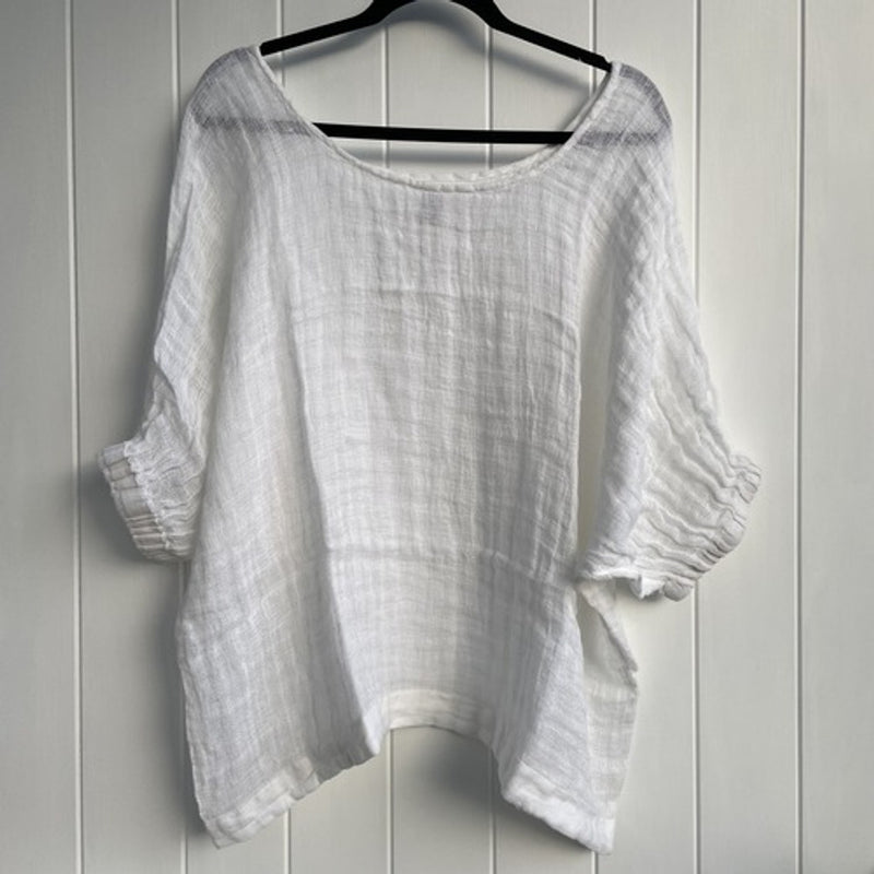 Carina Elasticasted Sleeves Linen Top