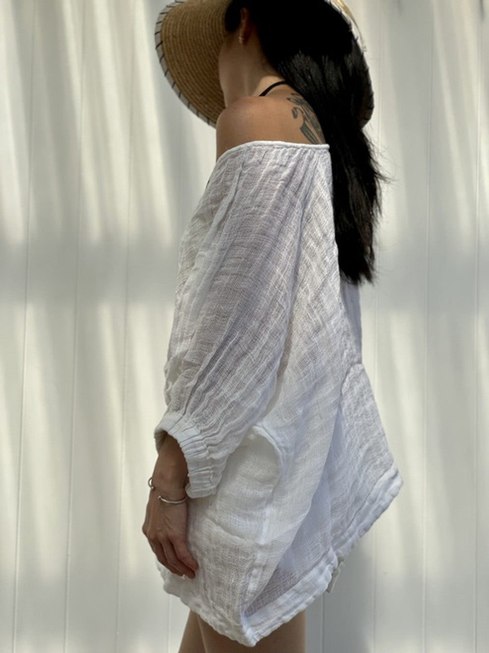 Carina Elasticasted Sleeves Linen Top