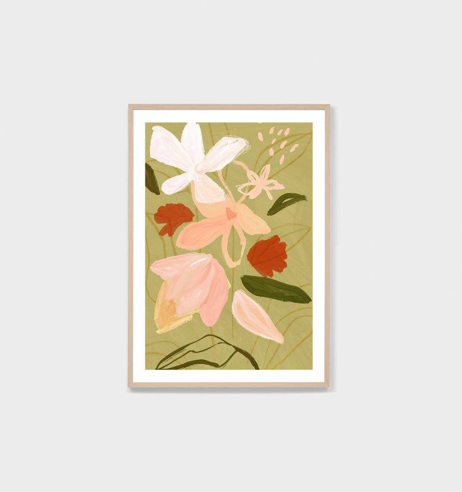Floral Collage Green | Framed Art Print
