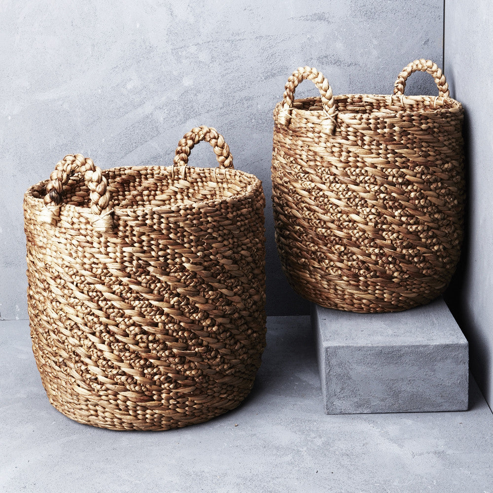 Twisted waterhycanith basket with twill pattern - Whatever Mudgee Gifts & Homewares