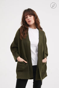 Deep V Magnetic Cardigan | Khaki