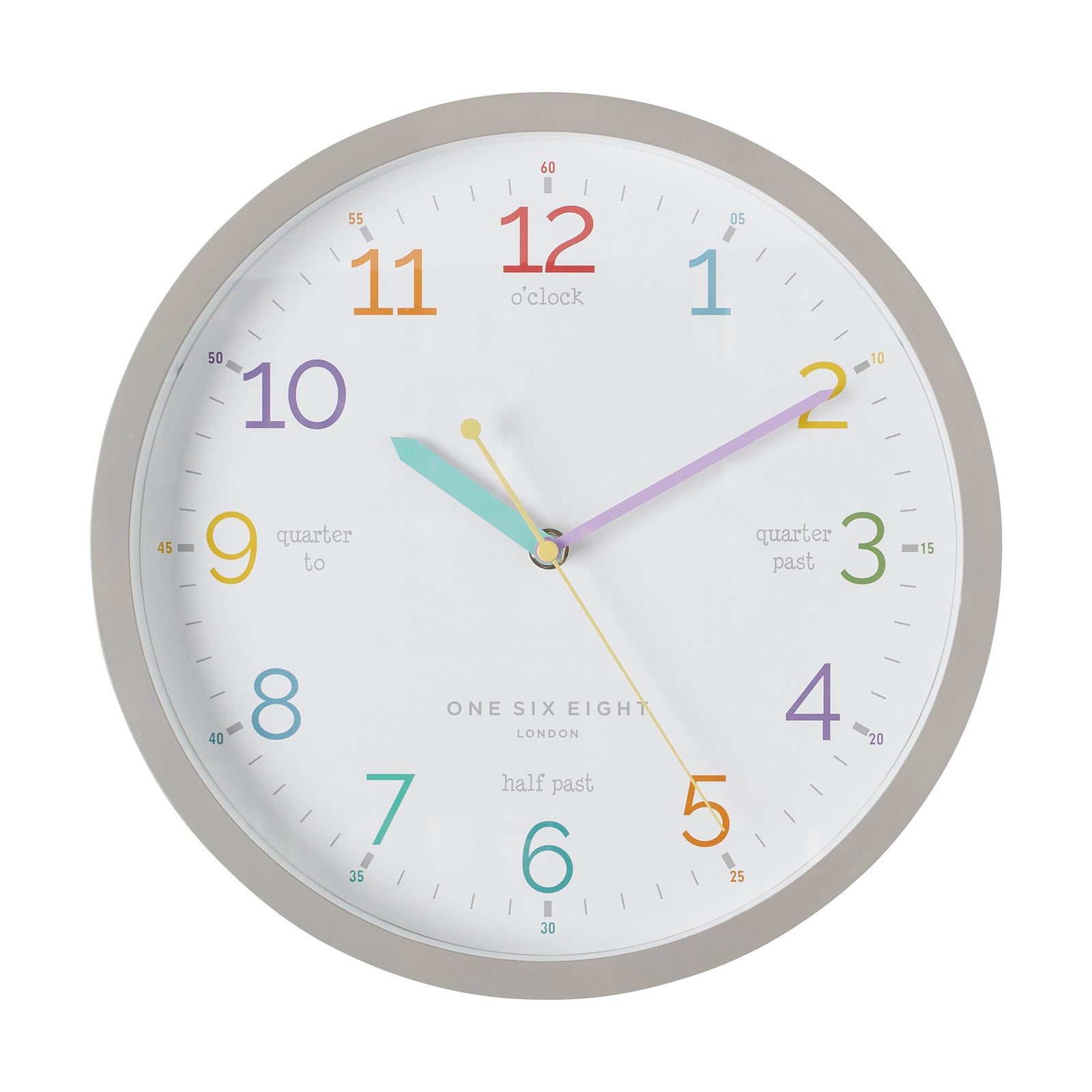 Learn The Time | Grey Silent Wall Clock | 30cm