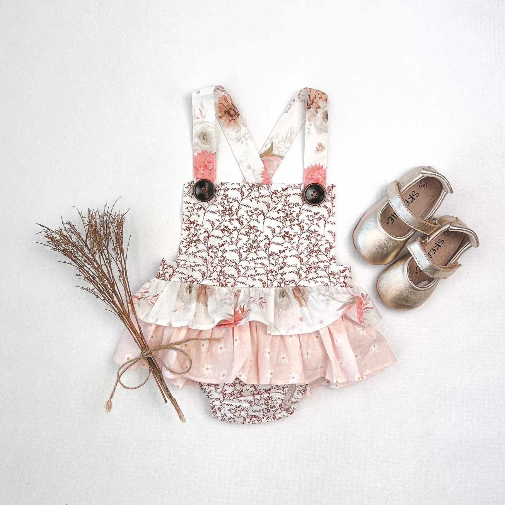Baby Girls Frilly Playsuit | Sweet Chestnut