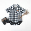 Baby Boys Dress Shirt Romper | Large Navy Check