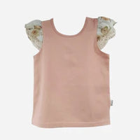 Girls Print Sleeve Top | Dusty Peach