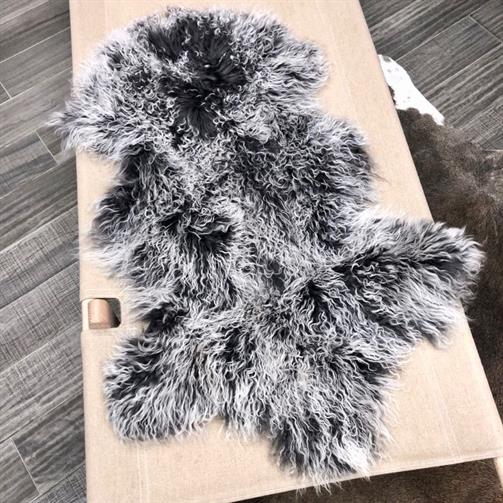Mongolian Fur Hide | Charcoal White Tip