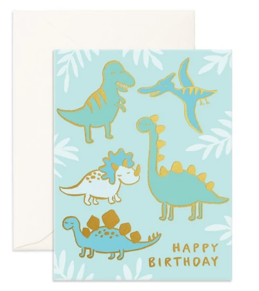 Birthday Dinos Foil Greeting Card