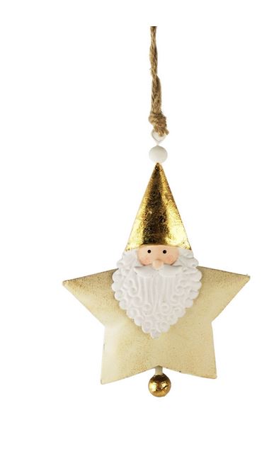 Santa as Tree or Star  | White + Gold | Hanging Decorations