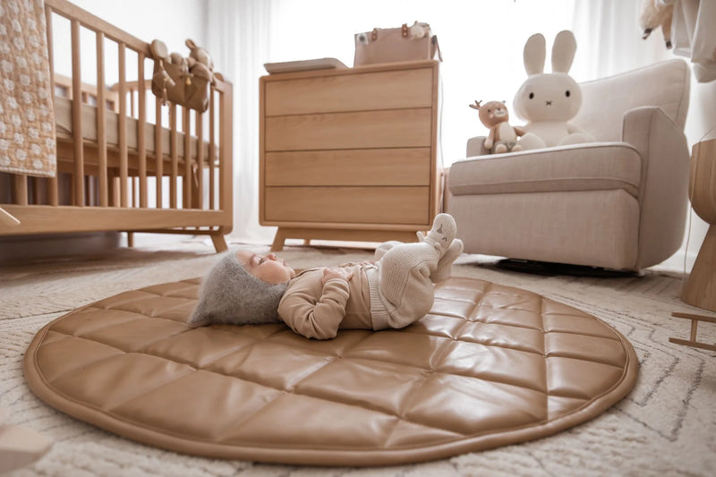 Vegan Leather Quilted Playmat | Round
