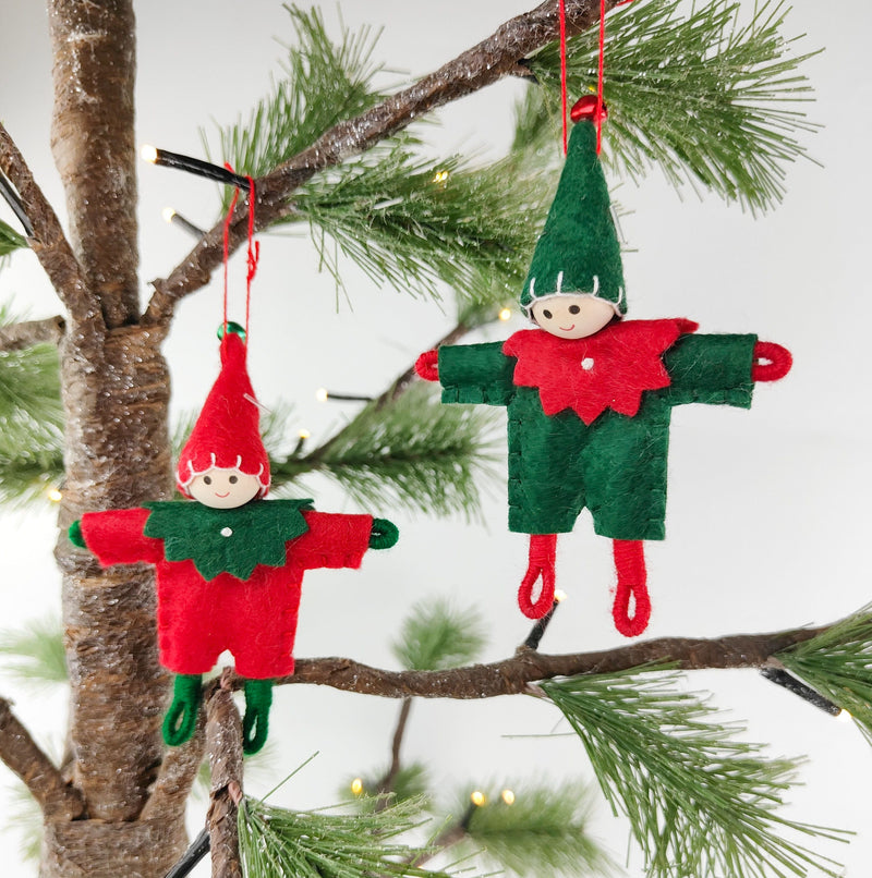 Tomte Elf Hanging Decoration Red & Green