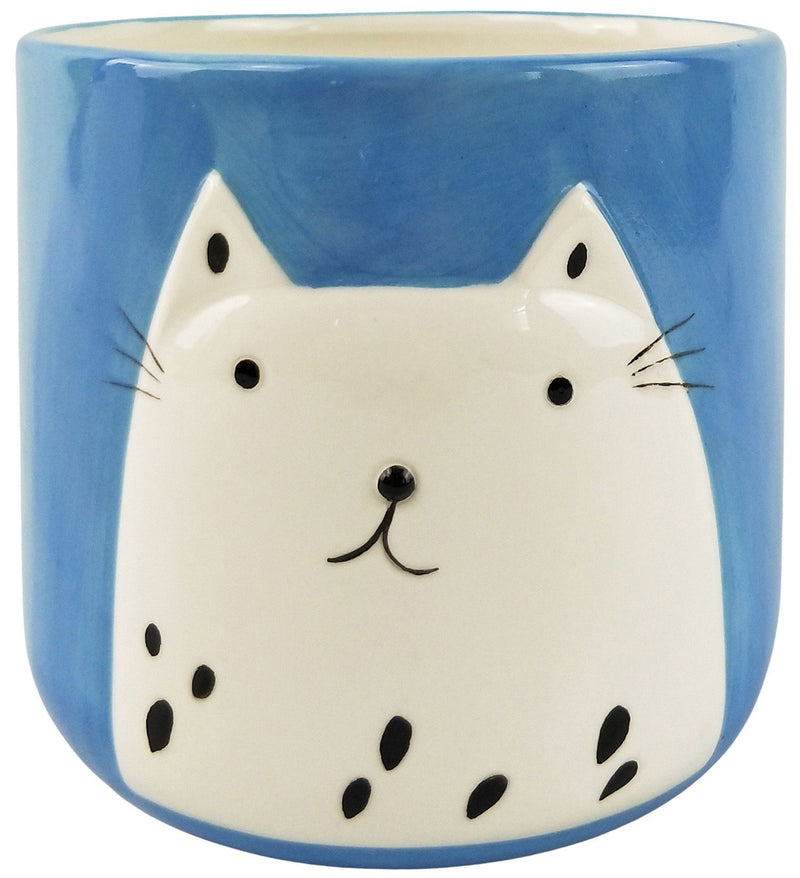 Cute Cat Planter | Dark Blue | Medium