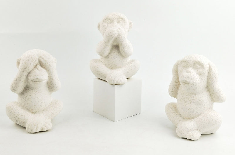 Three Wise Monkeys Ornament | Sand | Set Of 3