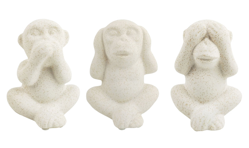 Three Wise Monkeys Ornament | Sand | Set Of 3