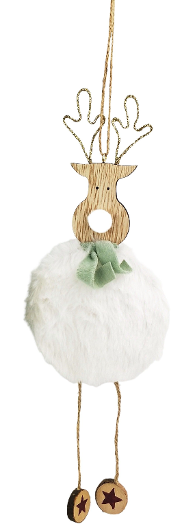 Quirky Fluffy Reindeer | White | Hanging Decoration